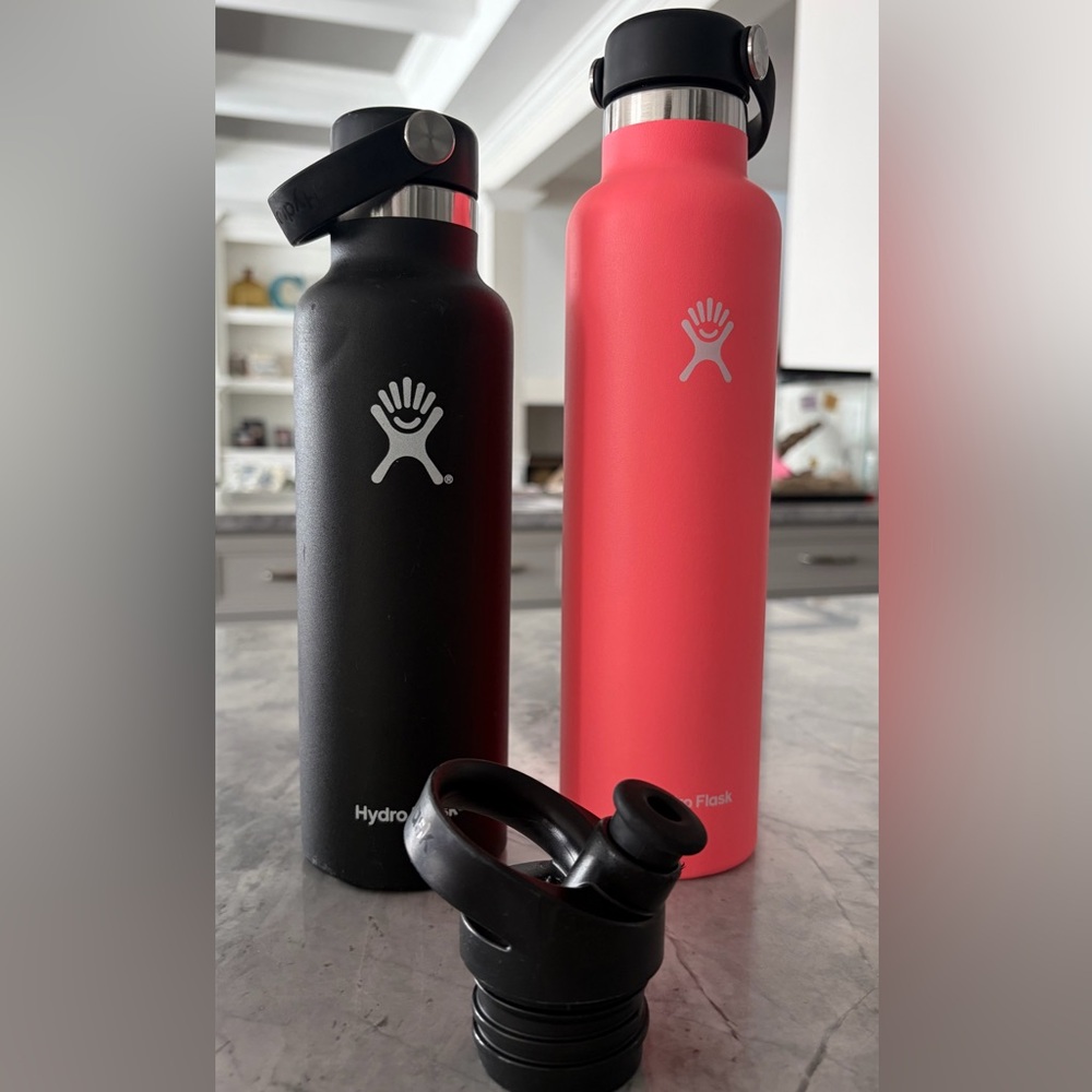 Hydro Flask Kids Water Bottles — Black & Coral Pink Duo